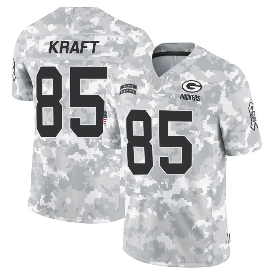 Johmsee GB.Packers #85 Tucker Kraft Player Arctic Camo Salute to Service Stitched Jerseys