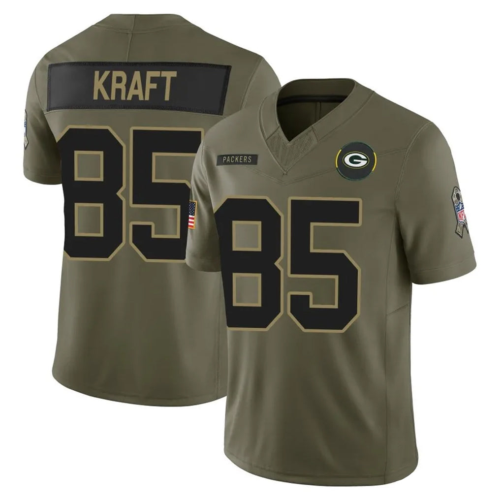 Johmsee GB.Packers #85 Tucker Kraft Player Olive 2025 Salute To Service Limited Home Game Stitched Jerseys