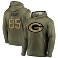 Johmsee GB.Packers #85 Tucker Kraft Player Olive Salute to Service Pullover Hoodie Game Stitched Jerseys