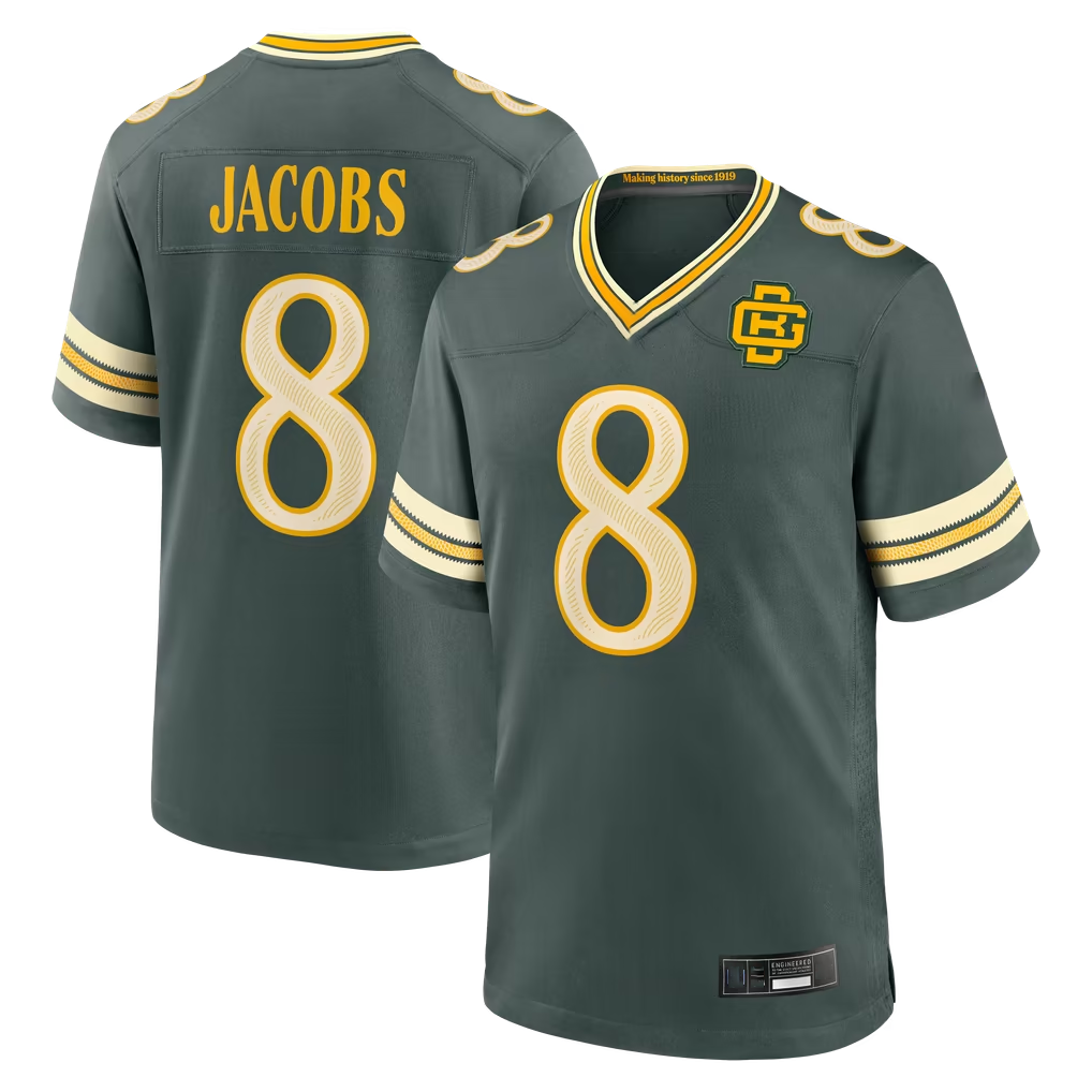 Johmsee GB.Packers #8 Josh Jacobs Green 2026 Rivalries Collection Game Stitched Jerseys