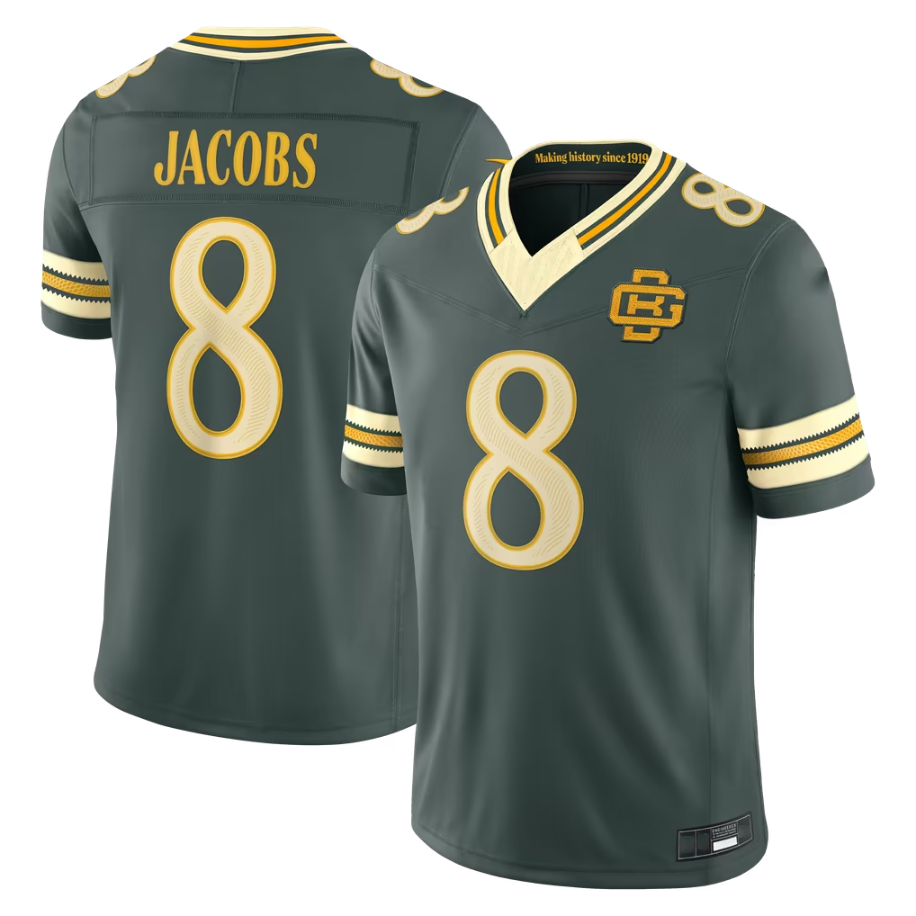 Johmsee GB.Packers #8 Josh Jacobs Green 2026 Rivalries Collection Limited Stitched Jerseys