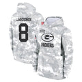 Johmsee GB.Packers #8 Josh Jacobs Player Arctic Camo Salute to Service Hoodies Limited Game Stitched Jerseys