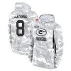 Johmsee GB.Packers #8 Josh Jacobs Player Arctic Camo Salute to Service Hoodies Limited Game Stitched Jerseys