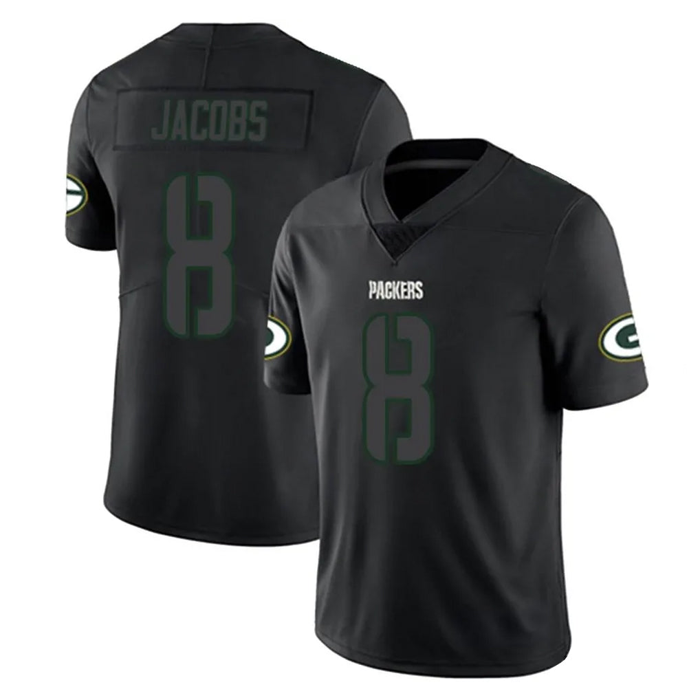 Johmsee GB.Packers #8 Josh Jacobs Player Black Impact Limited Home Game Stitched Jerseys