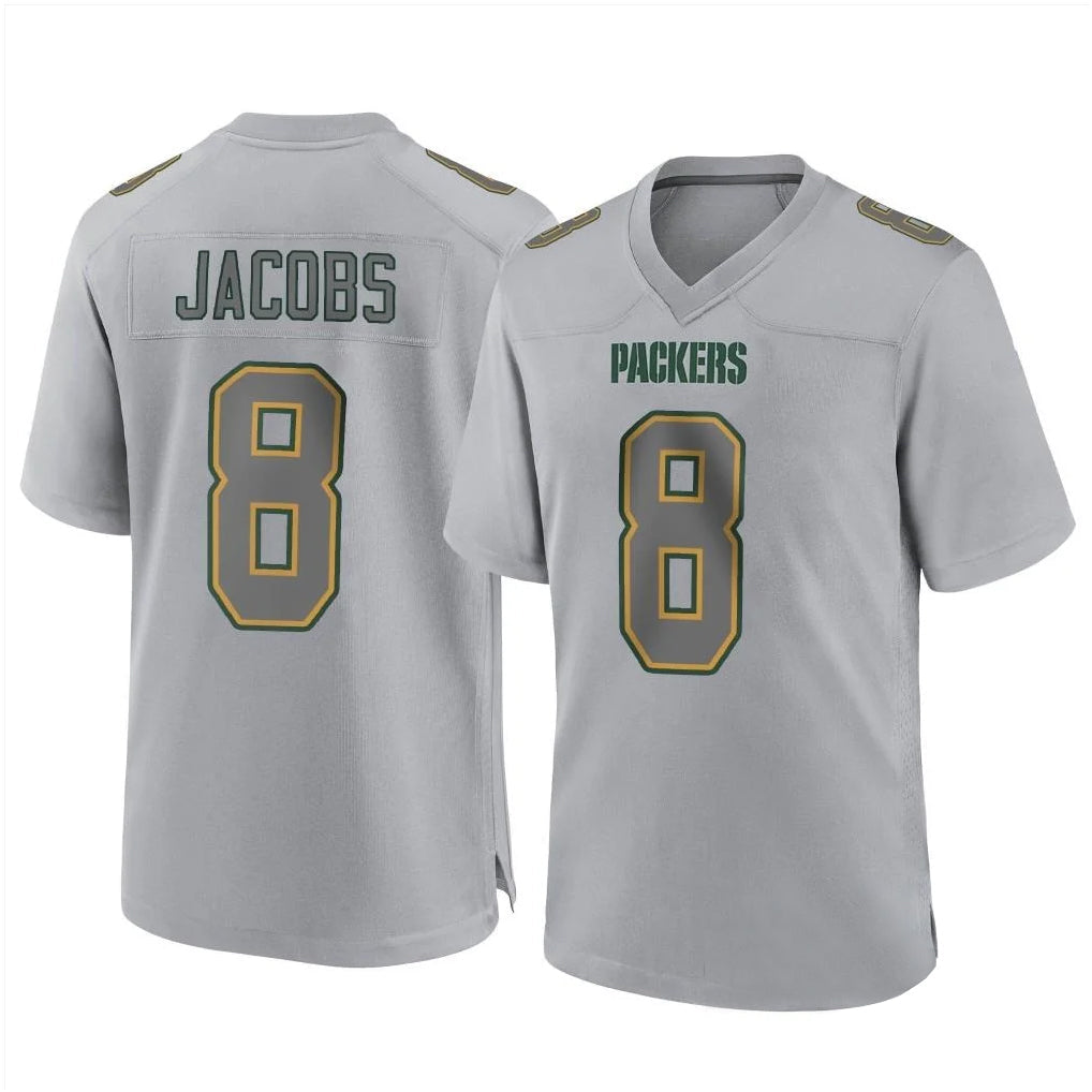 Johmsee GB.Packers #8 Josh Jacobs Player Gray Atmosphere Fashion Home Game Stitched Jerseys