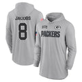Johmsee GB.Packers #8 Josh Jacobs Player Gray Salute to Service Hoodies Game Stitched Jerseys