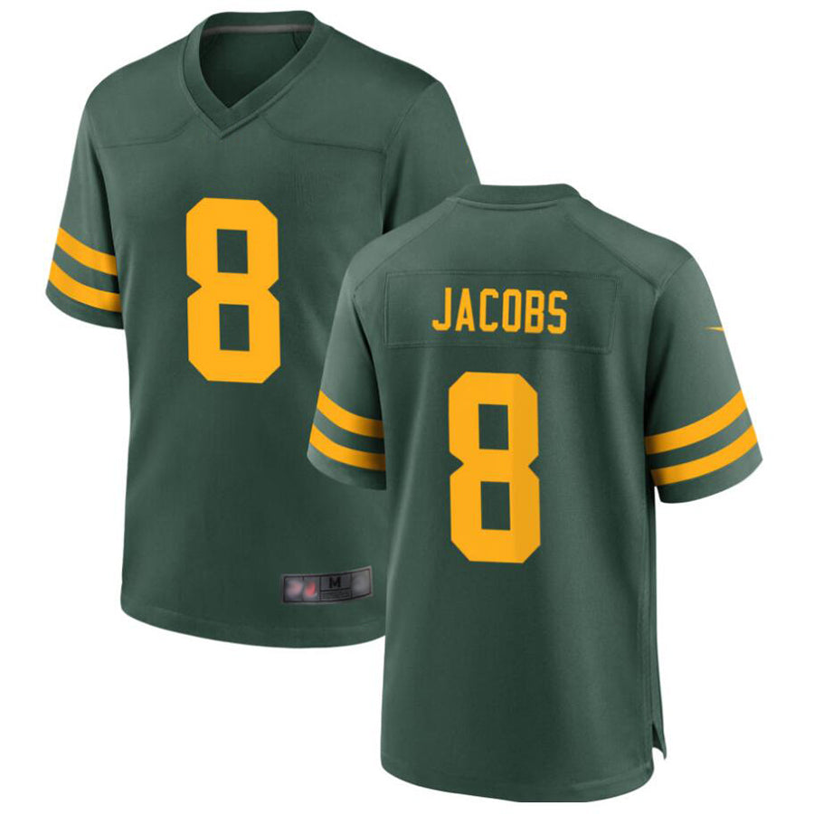 Johmsee GB.Packers #8 Josh Jacobs Player Green Home Replica Stitched Jerseys