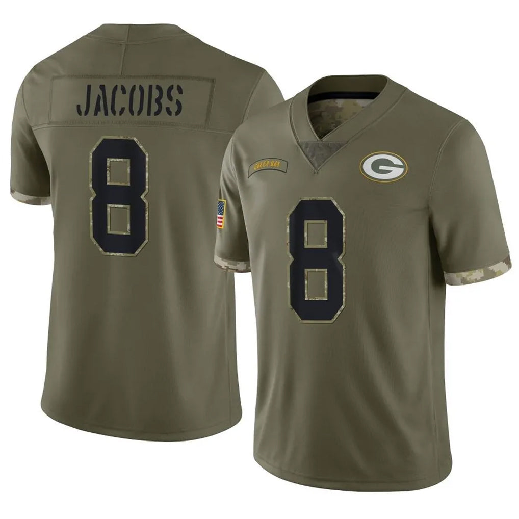 Johmsee GB.Packers #8 Josh Jacobs Player Olive Salute To Service Limited Stitched Jerseys