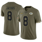 Johmsee GB.Packers #8 Josh Jacobs Player Olive Salute To Service Limited Stitched Jerseys