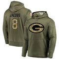 Johmsee GB.Packers #8 Josh Jacobs Player Olive Salute to Service Pullover Hoodie Game Stitched Jerseys