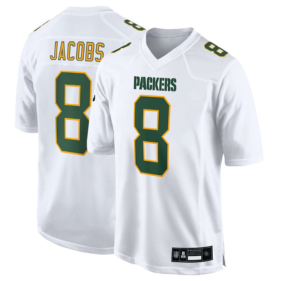 Johmsee GB.Packers #8 Josh Jacobs Player White Fashion Game Stitched Jerseys