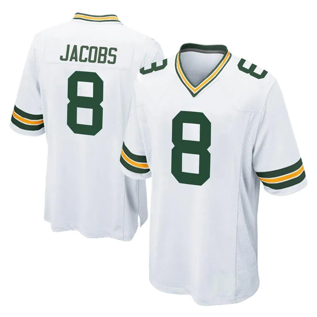 Johmsee GB.Packers #8 Josh Jacobs Player White Home Game Stitched Jerseys
