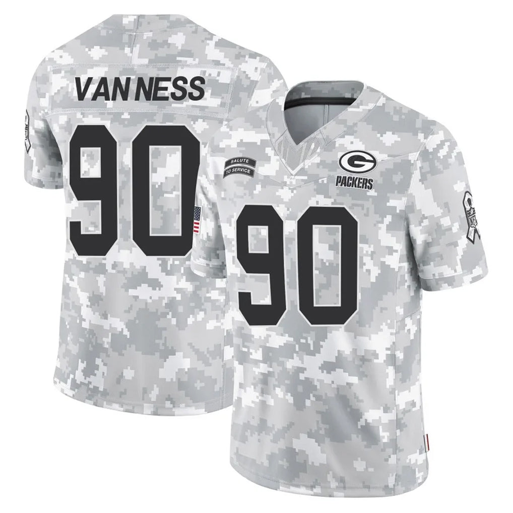 Johmsee GB.Packers #90 Lukas Van Ness Player Arctic Camo Salute To Service Limited Stitched Jerseys