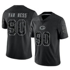Johmsee GB.Packers #90 Lukas Van Ness Player Black Reflective Limited Home Game Stitched Jerseys