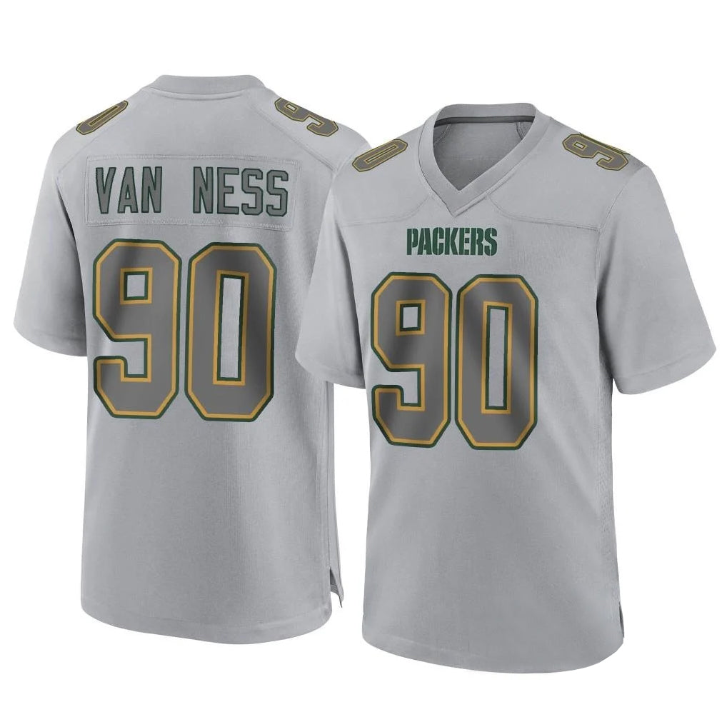Johmsee GB.Packers #90 Lukas Van Ness Player Gray Atmosphere Fashion Home Game Stitched Jerseys
