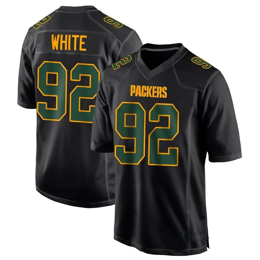Johmsee GB.Packers #92 Reggie White Player Black Fashion Game Stitched Jerseys