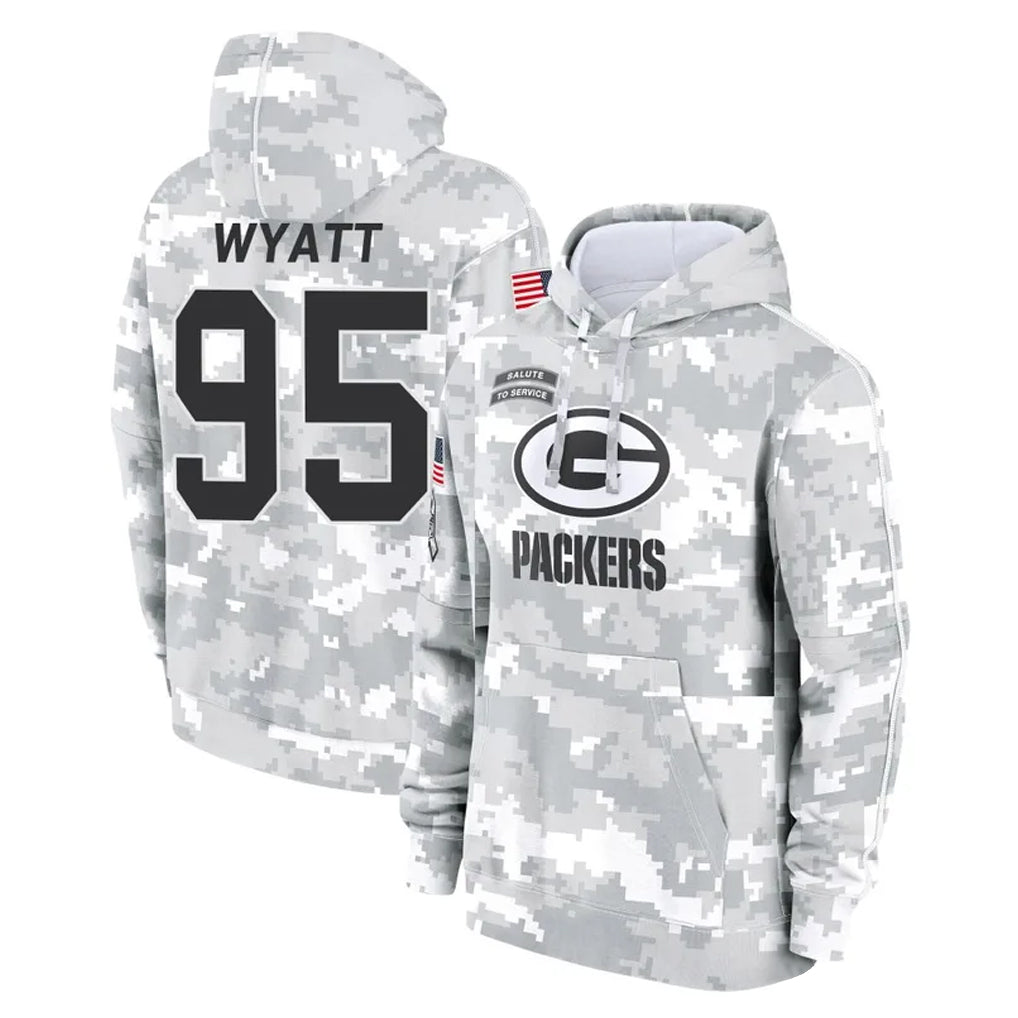 Johmsee GB.Packers #95 Devonte Wyatt Player Arctic Camo Salute to Service Hoodies Limited Game Stitched Jerseys