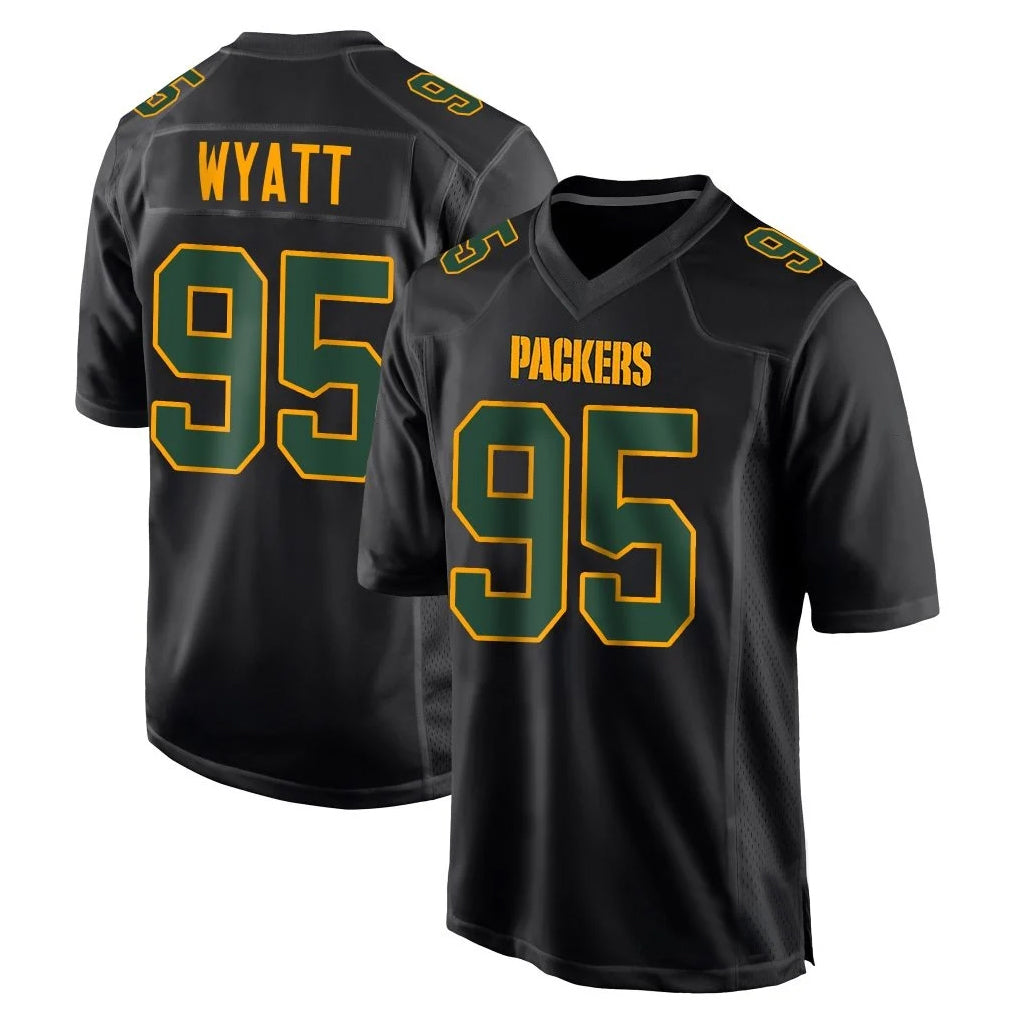Johmsee GB.Packers #95 Devonte Wyatt Player Black Fashion Home Game Stitched Jerseys