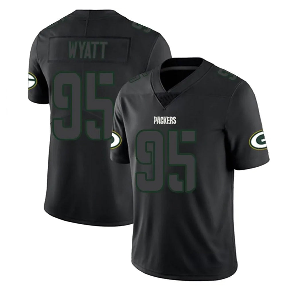 Johmsee GB.Packers #95 Devonte Wyatt Player Black Impact Limited Home Game Stitched Jerseys