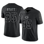 Johmsee GB.Packers #95 Devonte Wyatt Player Black Reflective Limited Home Game Stitched Jerseys