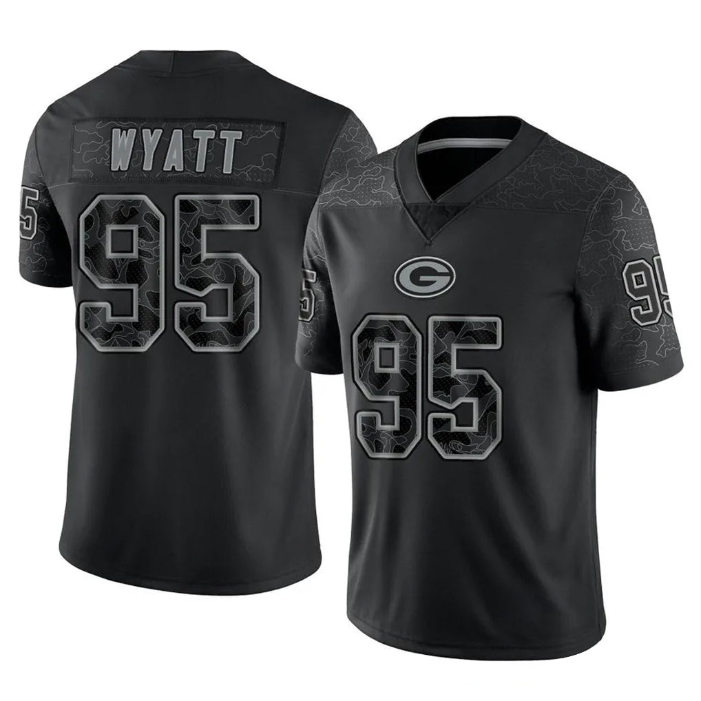 Johmsee GB.Packers #95 Devonte Wyatt Player Black Reflective Limited Home Game Stitched Jerseys
