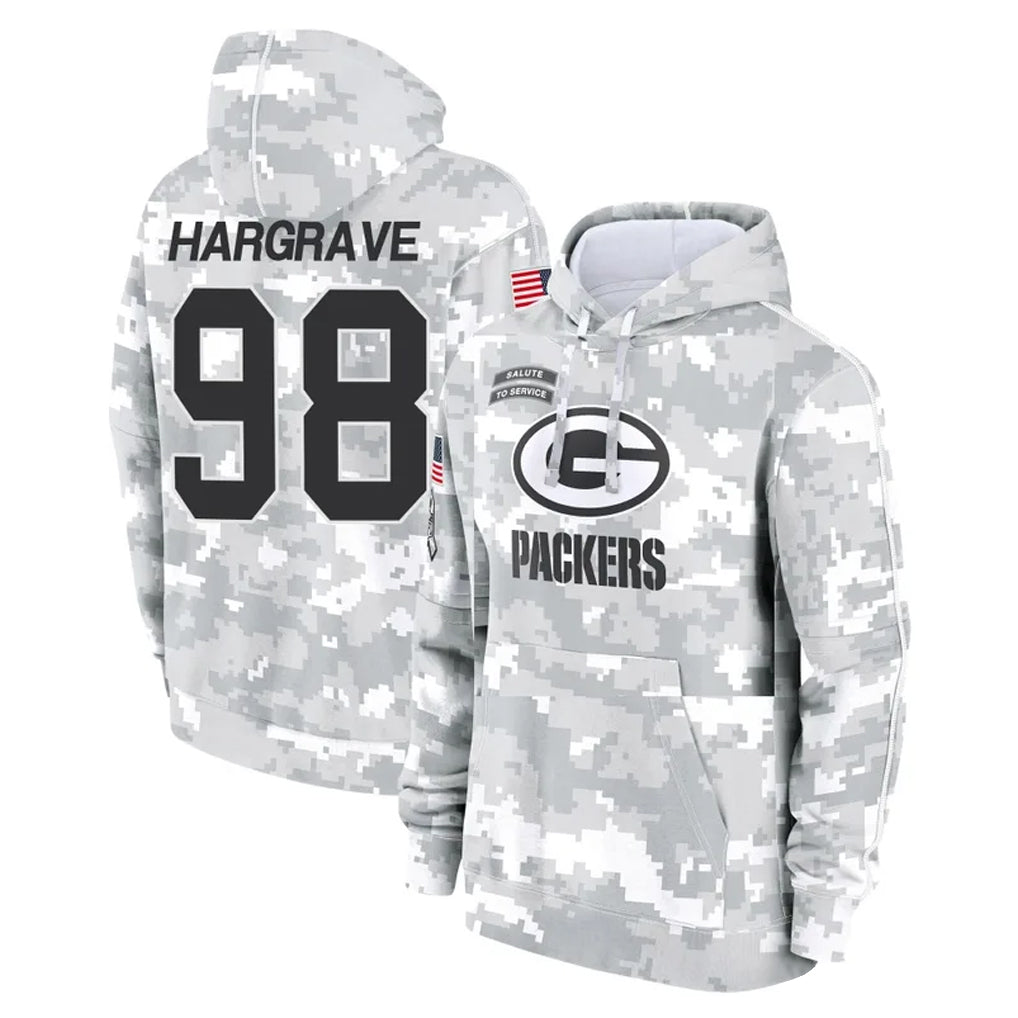 Johmsee GB.Packers #98 Javon Hargrave Player Arctic Camo Salute to Service Hoodies Limited Game Stitched Jerseys
