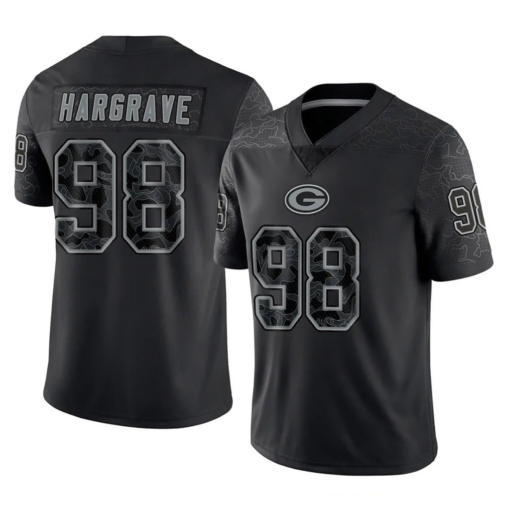 Johmsee GB.Packers #98 Javon Hargrave Player Black Reflective Limited Home Game Stitched Jerseys
