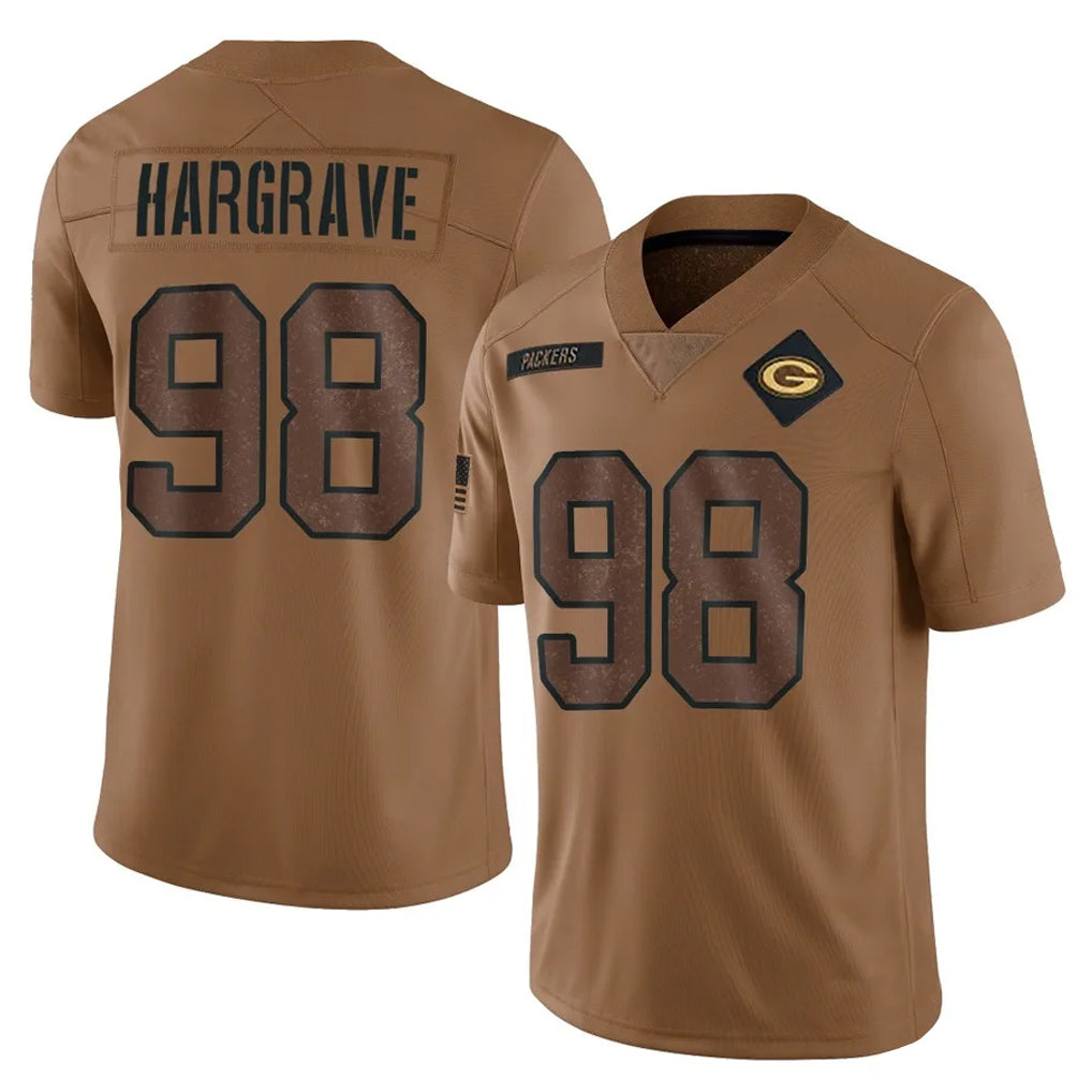 Johmsee GB.Packers #98 Javon Hargrave Player Brown Salute To Service Limited Stitched Jerseys