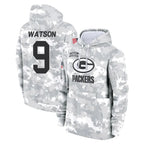 Johmsee GB.Packers #9 Christian Watson Player Arctic Camo Salute to Service Hoodies Limited Game Stitched Jerseys