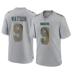 Johmsee GB.Packers #9 Christian Watson Player Gray Atmosphere Fashion Home Game Stitched Jerseys