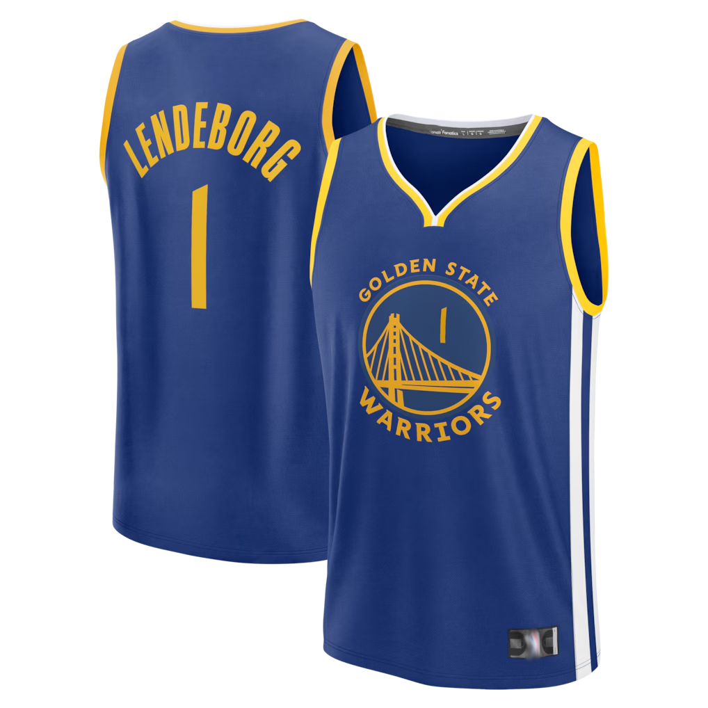 Johmsee G.State Warriors #1 Yaxel Lendeborg Royal 2026  Draft First Round Pick Fast Break Jerseys - Icon Edition