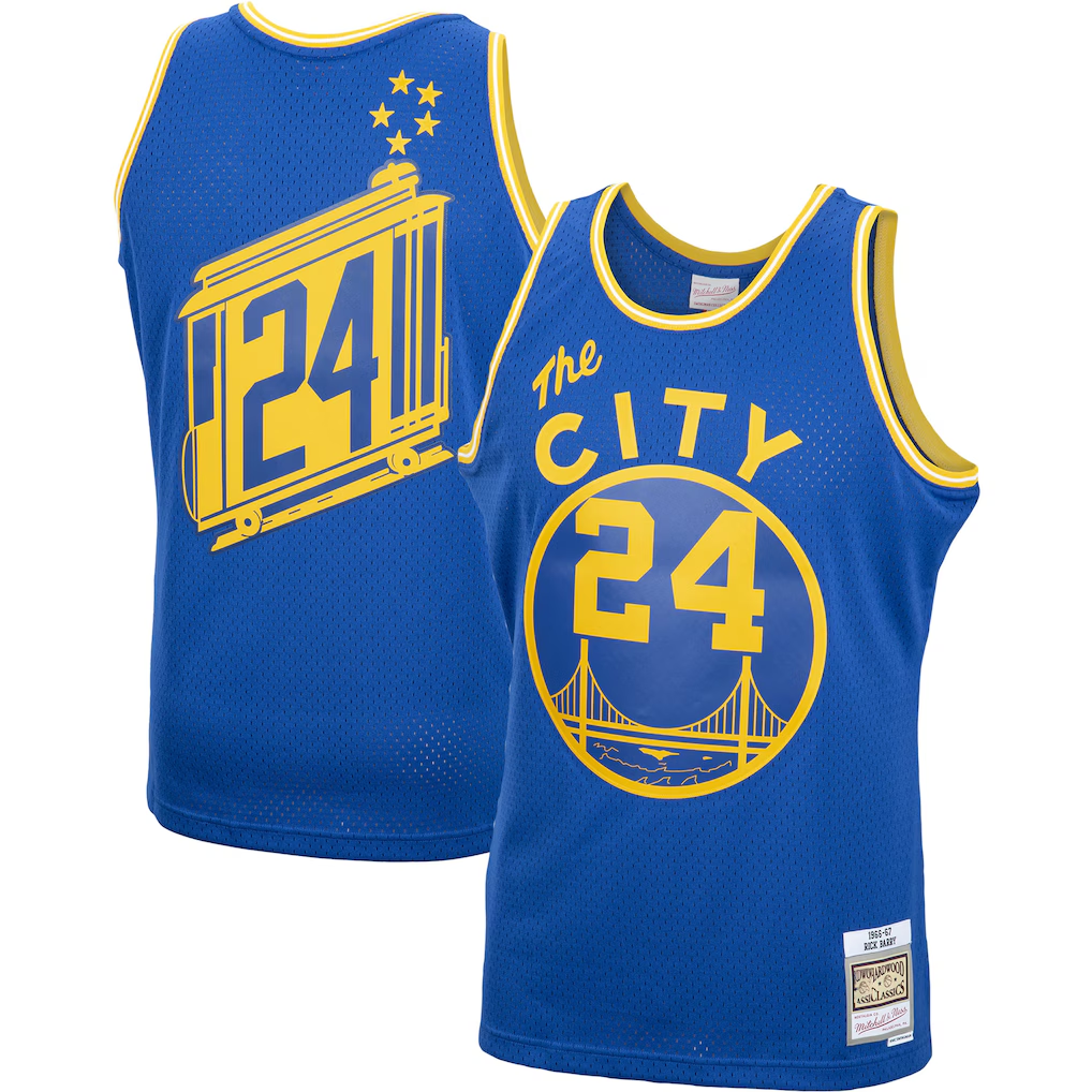 Johmsee G.State Warriors #24 Rick Barry Mitchell & Ness Royal 1966-67 Hardwood Classics Swingman Jerseys