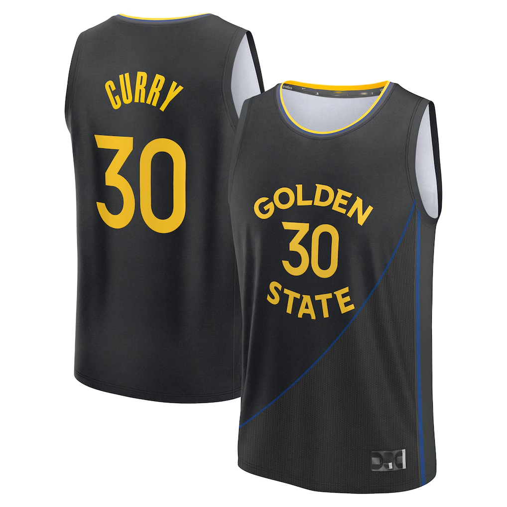 Johmsee G.State Warriors #30 Stephen Curry Black Fast Break Replica Player Jerseys - Statement Edition