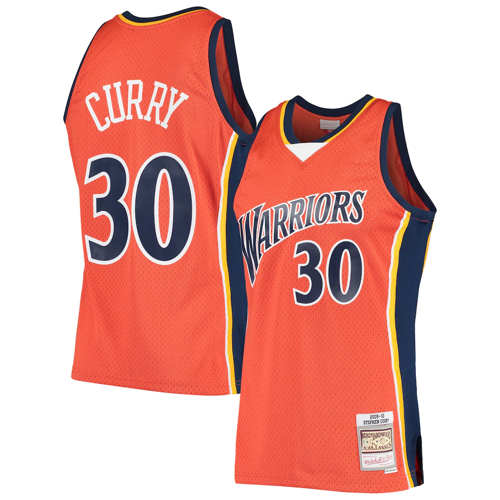 Johmsee G.State Warriors #30 Stephen Curry Mitchell & Ness Orange Hardwood Classics Swingman Jerseys