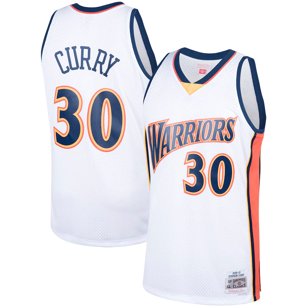 Johmsee G.State Warriors #30 Stephen Curry Mitchell & Ness White Hardwood Classics Swingman Jerseys