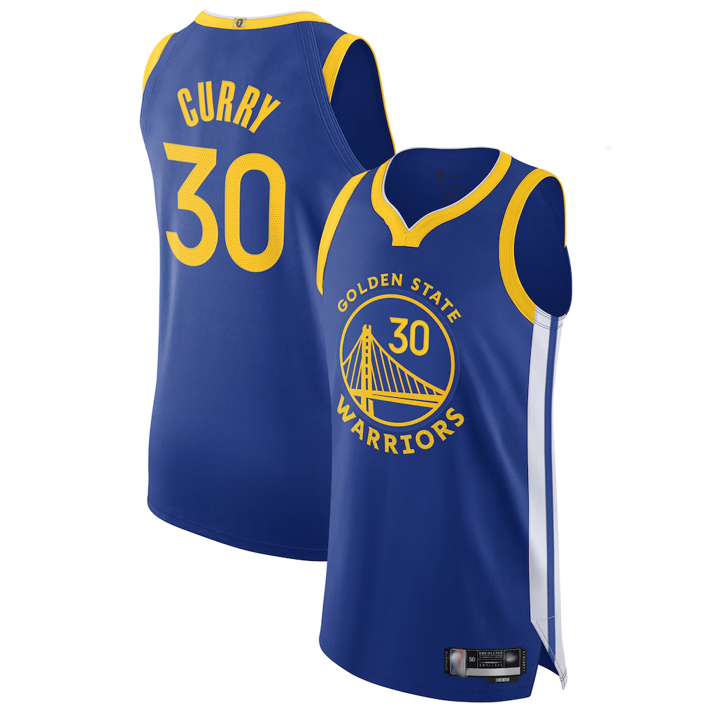 Johmsee G.State Warriors #30 Stephen Curry Royal Authentic Jerseys - Icon Edition