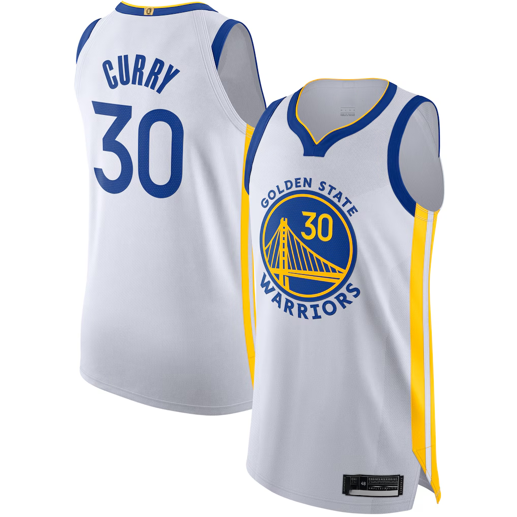 Johmsee G.State Warriors #30 Stephen Curry White Authentic Jerseys - Association Edition