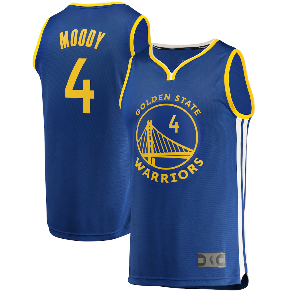 Johmsee G.State Warriors #4 Moses Moody Royal Fast Break Replica Jerseys - Icon Edition