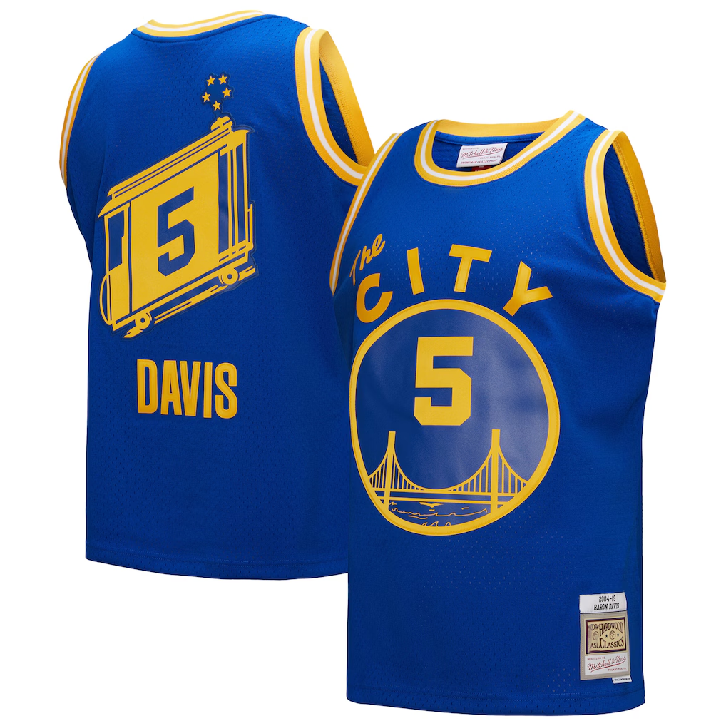 Johmsee G.State Warriors #5 Baron Davis Mitchell & Ness Royal Hardwood Classics 200405 Swingman Jerseys
