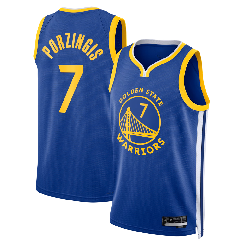 Johmsee G.State Warriors #7 Kristaps Porzi??is Royal Swingman Jerseys - Icon Edition