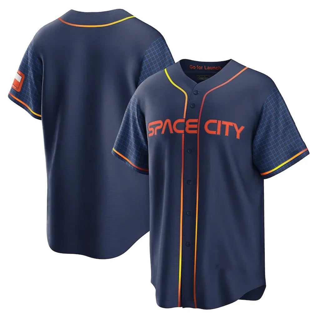 Johmsee H.Astros Navy City Connect Home Game Blank Player Stitched Jerseys