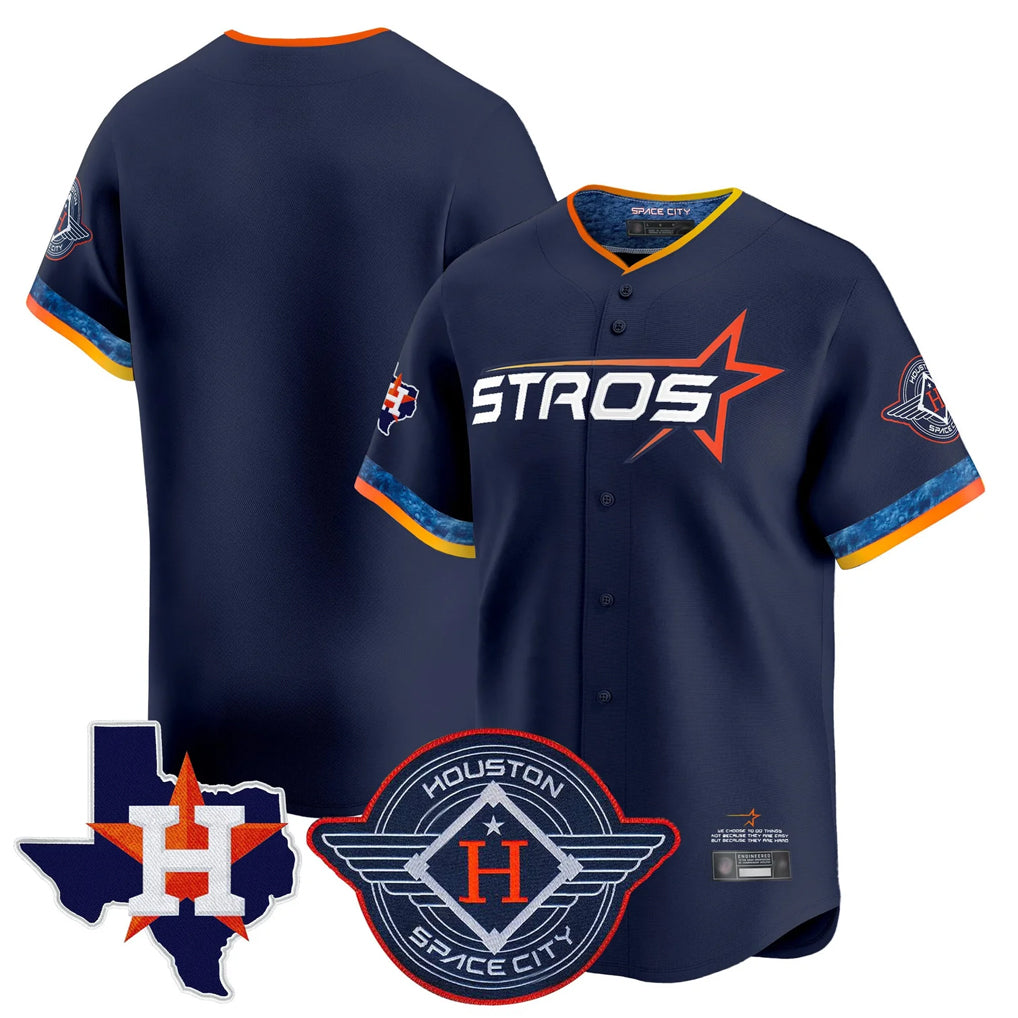 Johmsee H.Astros Navy City Connect Texas Patch Vapor Premier Blank Player Limited Home Stitched Jerseys