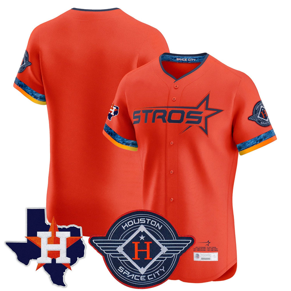 Johmsee H.Astros Orange City Connect Texas Patch Vapor Premier Blank Player Limited Elite Home Stitched Jerseys