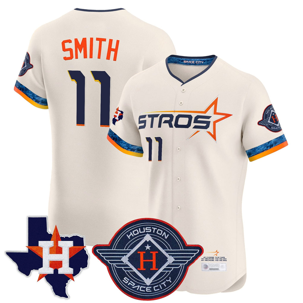 Johmsee H.Astros #11 Cam Smith Player Cream City Connect Texas Patch Vapor Premier Limited Elite Home Stitched Jerseys