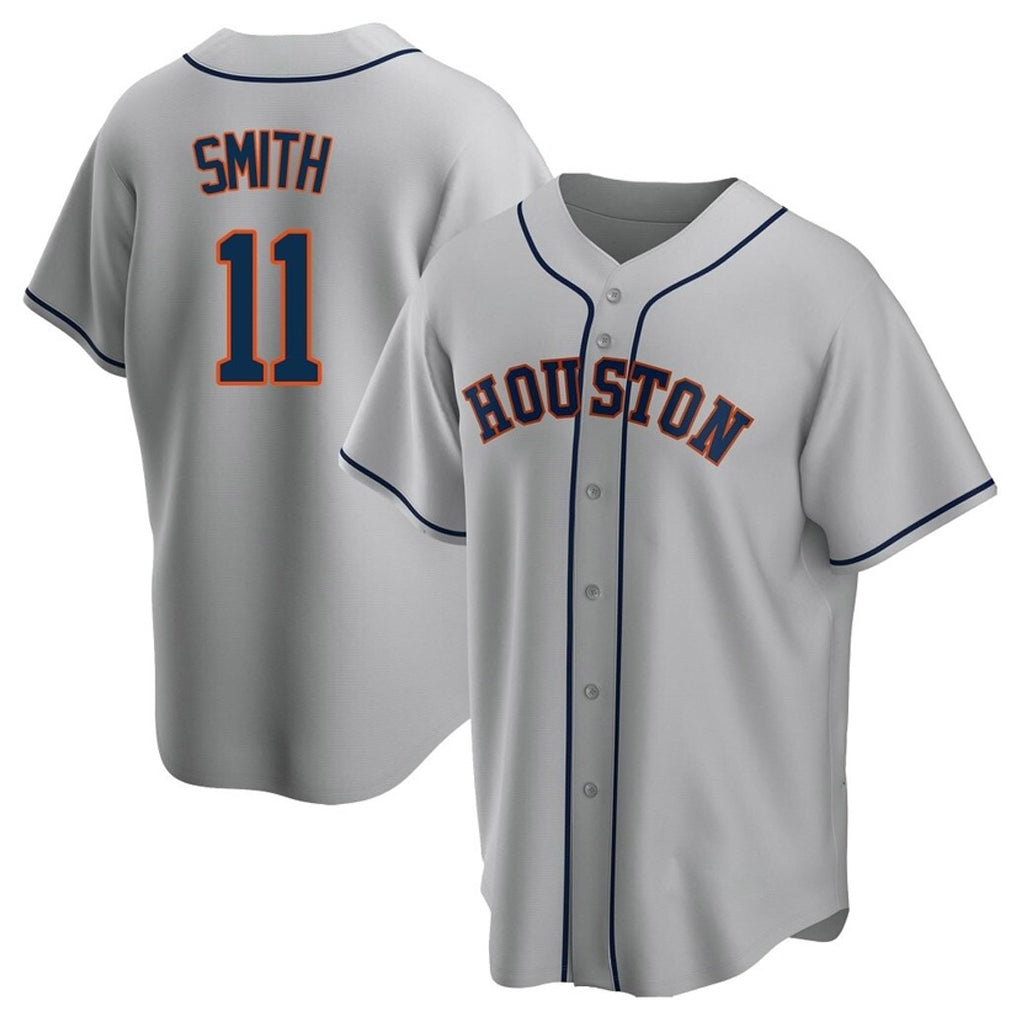Johmsee H.Astros #11 Cam Smith Player Gray Home Game Stitched Jerseys