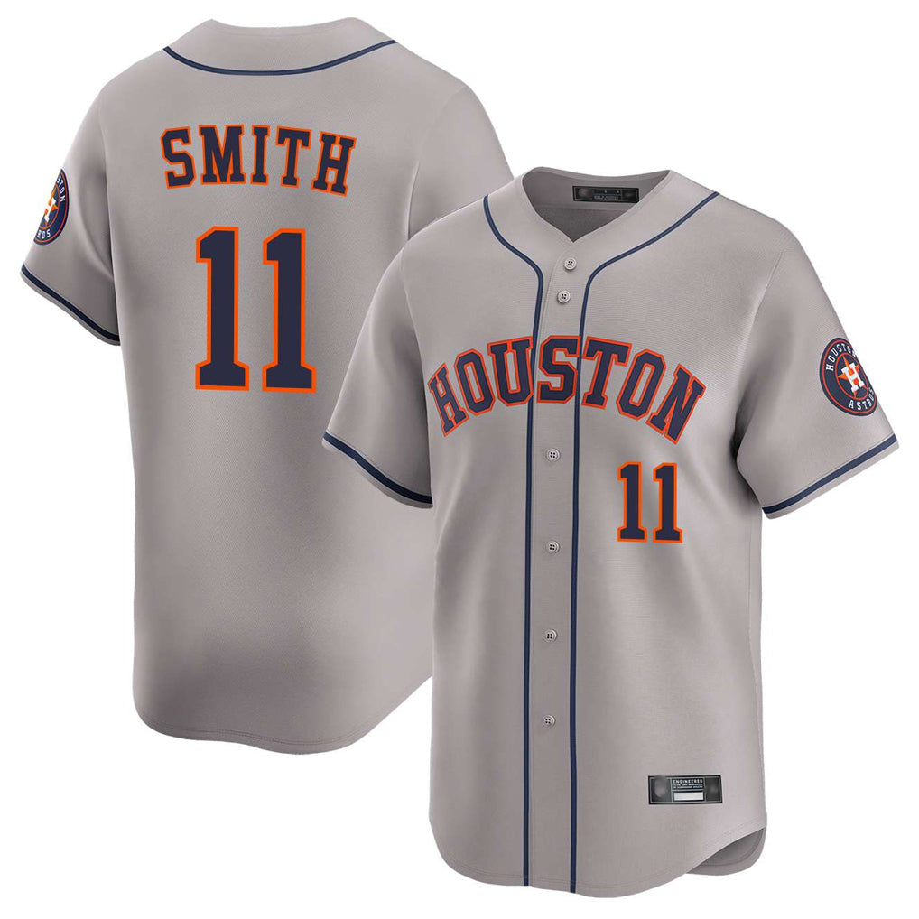 Johmsee H.Astros #11 Cam Smith Player Gray Home Limited Stitched Jerseys