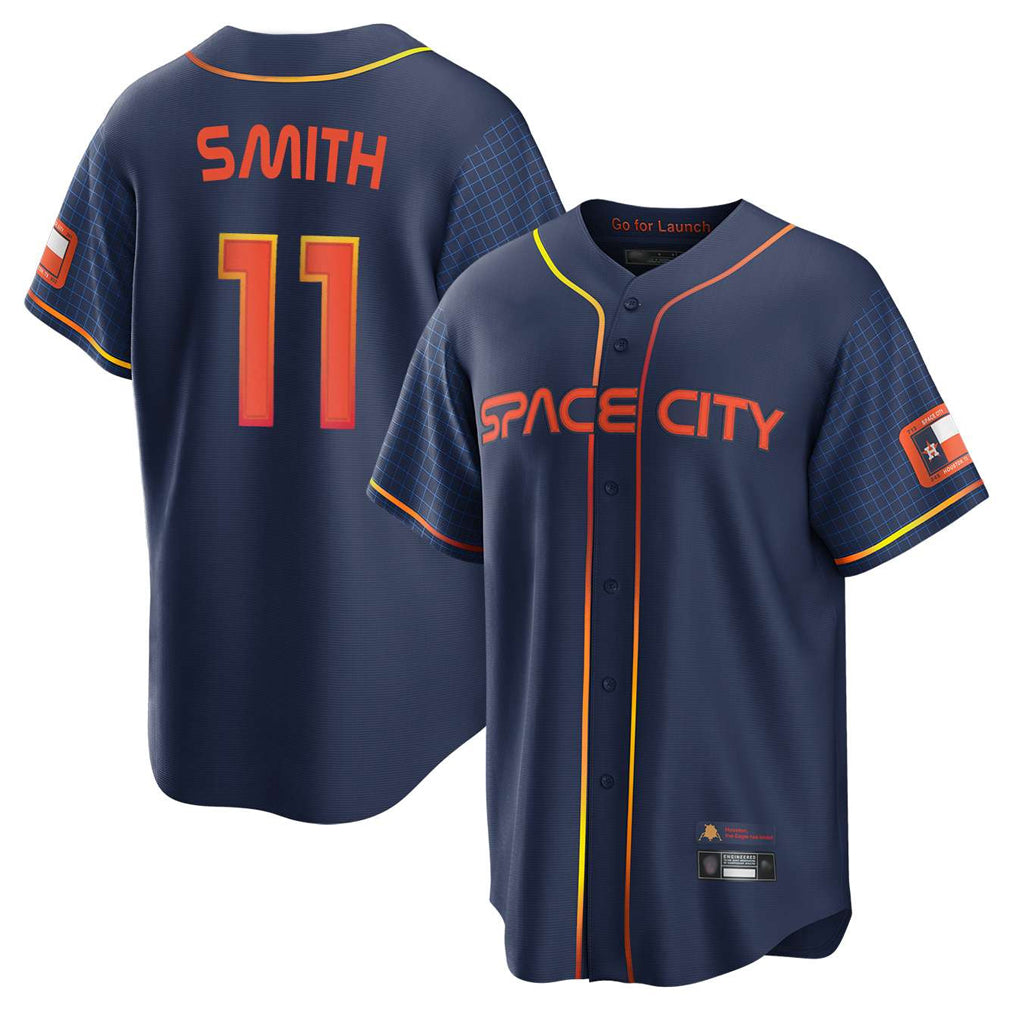 Johmsee H.Astros #11 Cam Smith Player Navy City Connect Home Game Stitched Jerseys