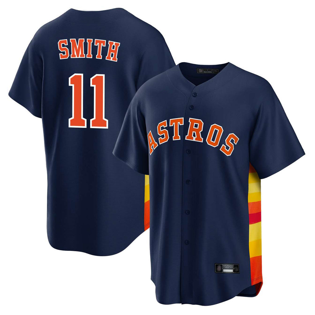 Johmsee H.Astros #11 Cam Smith Player Navy Home Game Stitched Jerseys