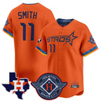 Johmsee H.Astros #11 Cam Smith Player Orange City Connect Texas Patch Vapor Premier Limited Home Stitched Jerseys