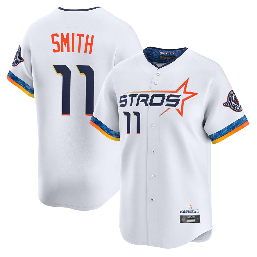 Johmsee H.Astros #11 Cam Smith Player White City Connect Limited Home Stitched Jerseys